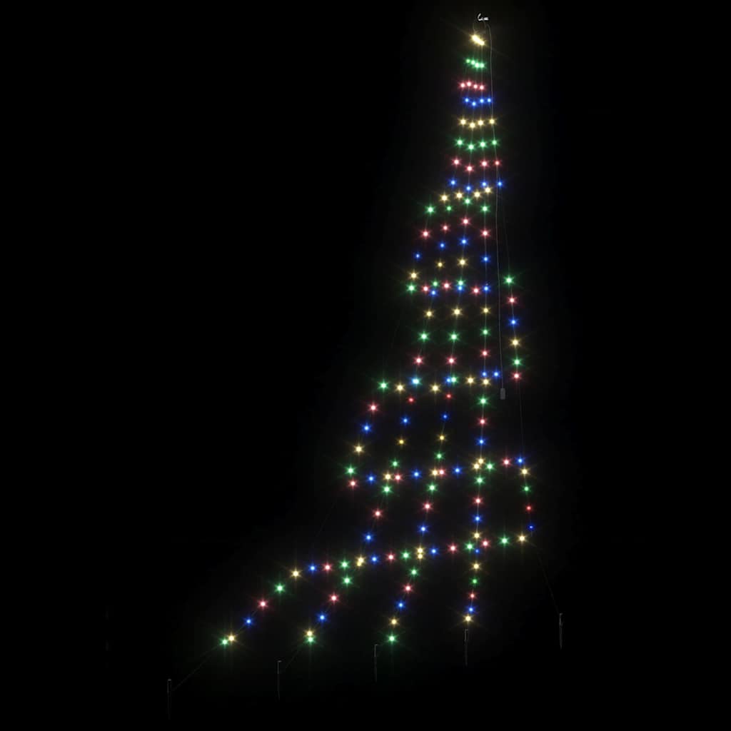 LED Juletræ med jordsøjler med jordspyd Flerfarvet 306 cm Metal