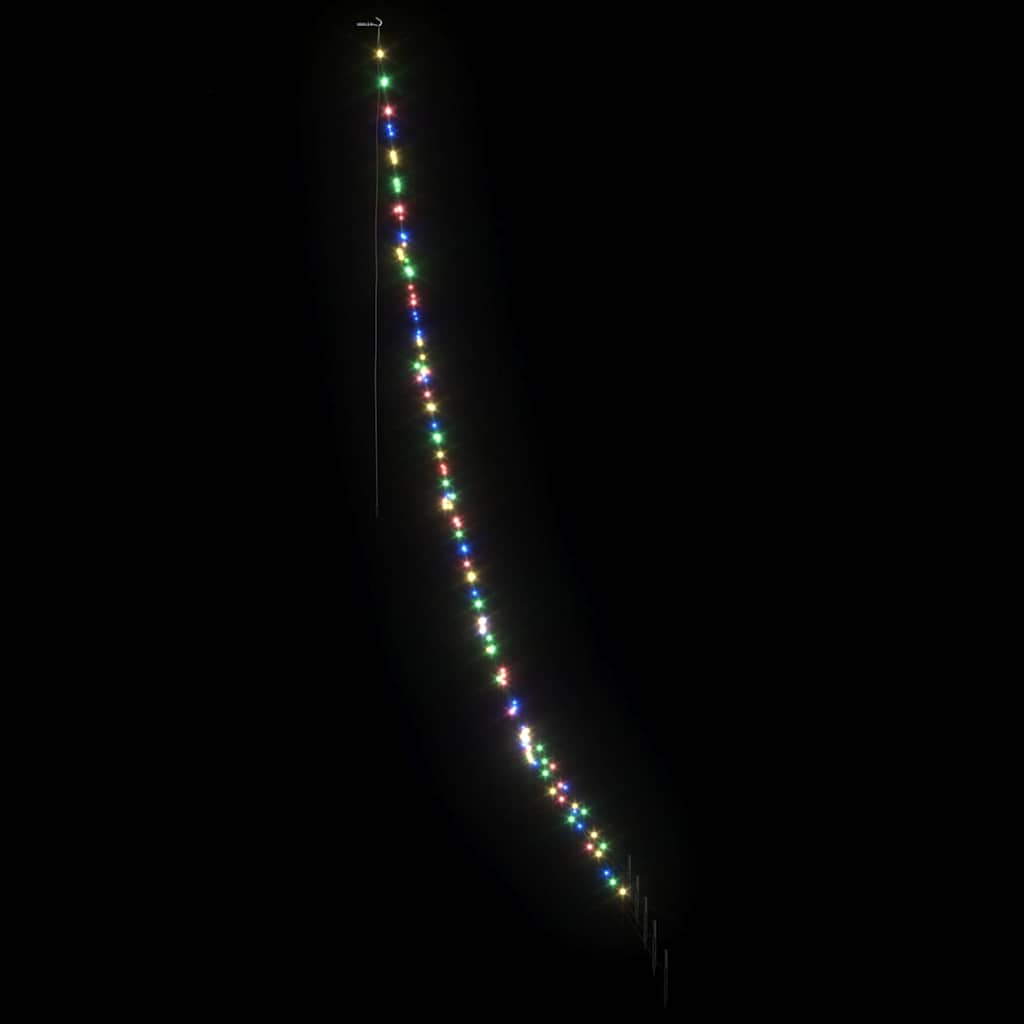 LED Juletræ med jordsøjler med jordspyd Flerfarvet 306 cm Metal