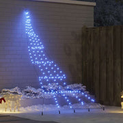 LED Juletræ med jordsøjler med 168 LED'er Blå 306 cm Metal