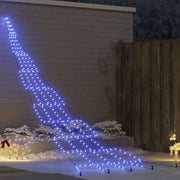 LED Juletræ med jordsøjler med 276 LED'er Blå 511 cm Metal