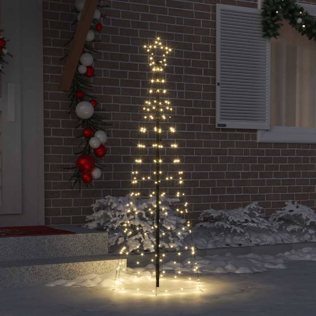 LED Juletræ med jordsøjler med 390 LED'er Varm hvid 250 cm Jern
