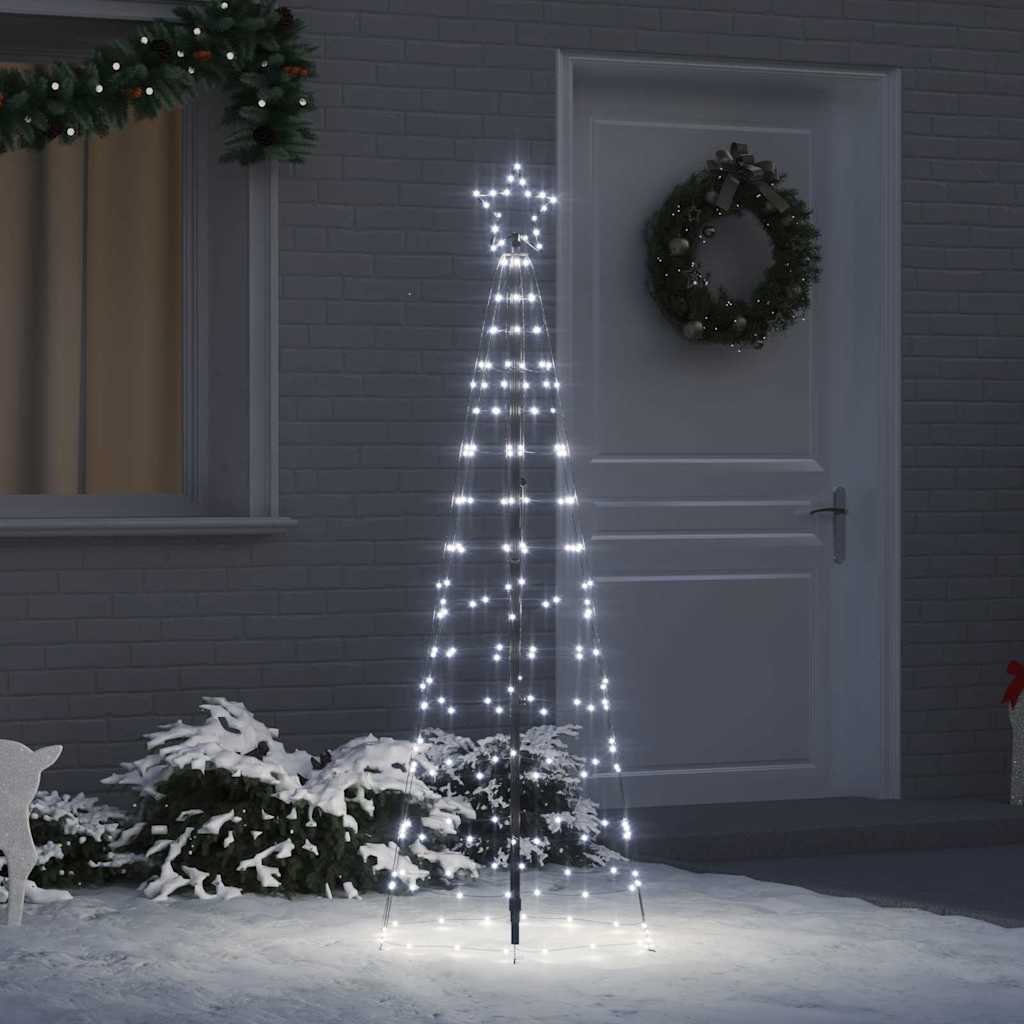 LED Juletræ med jordsøjler med 390 LED'er Kold hvid 250 cm Jern