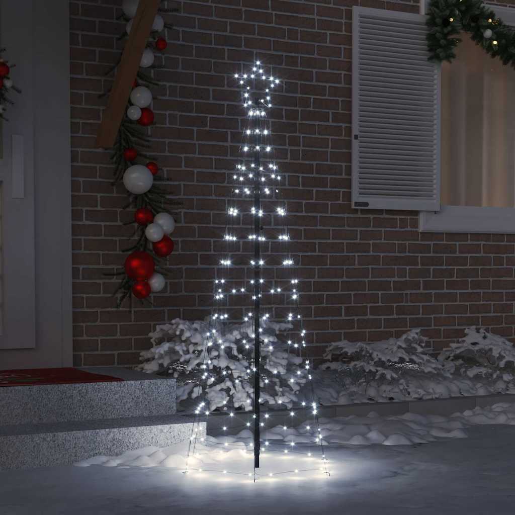 LED Juletræ med jordsøjler med 390 LED'er Kold hvid 250 cm Jern
