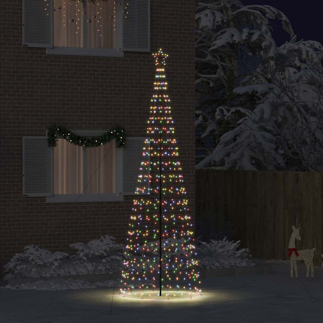 LED Juletræ med jordsøjler med jordspyd Flerfarvet 400 cm Jern