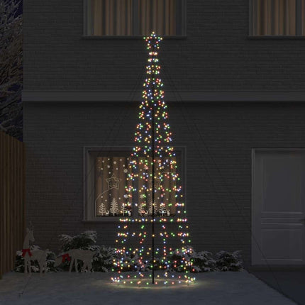 LED Juletræ med jordsøjler med jordspyd Flerfarvet 400 cm Jern