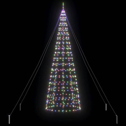 LED Juletræ med jordsøjler med jordspyd Flerfarvet 400 cm Jern