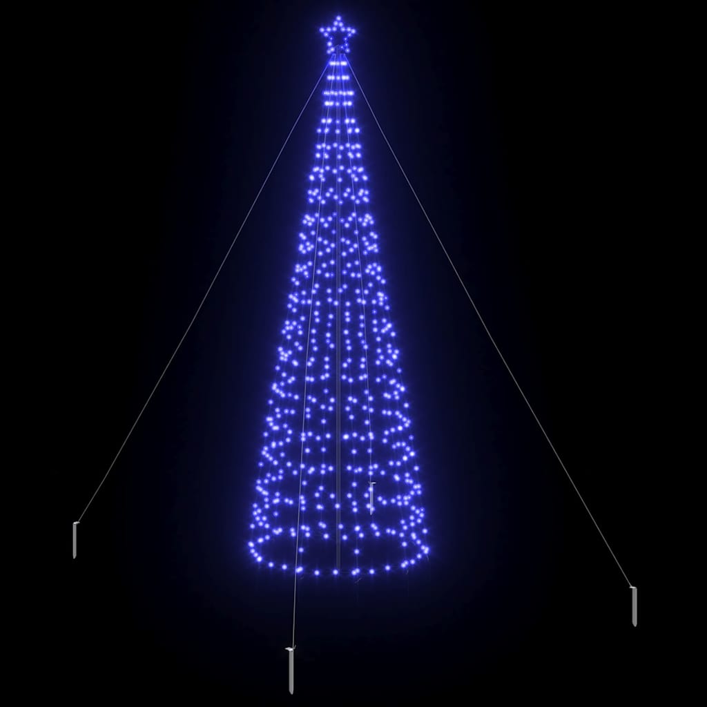 LED Juletræ med jordsøjler med 800 LED'er Blå 400 cm Jern