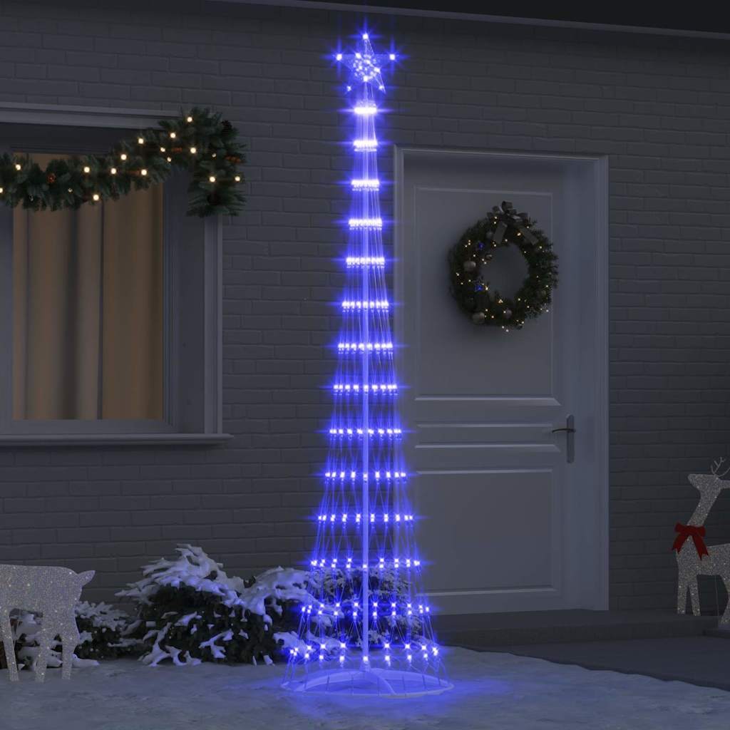 LED juletræ med 290 LED'er med stativ Blå 250 cm Metal