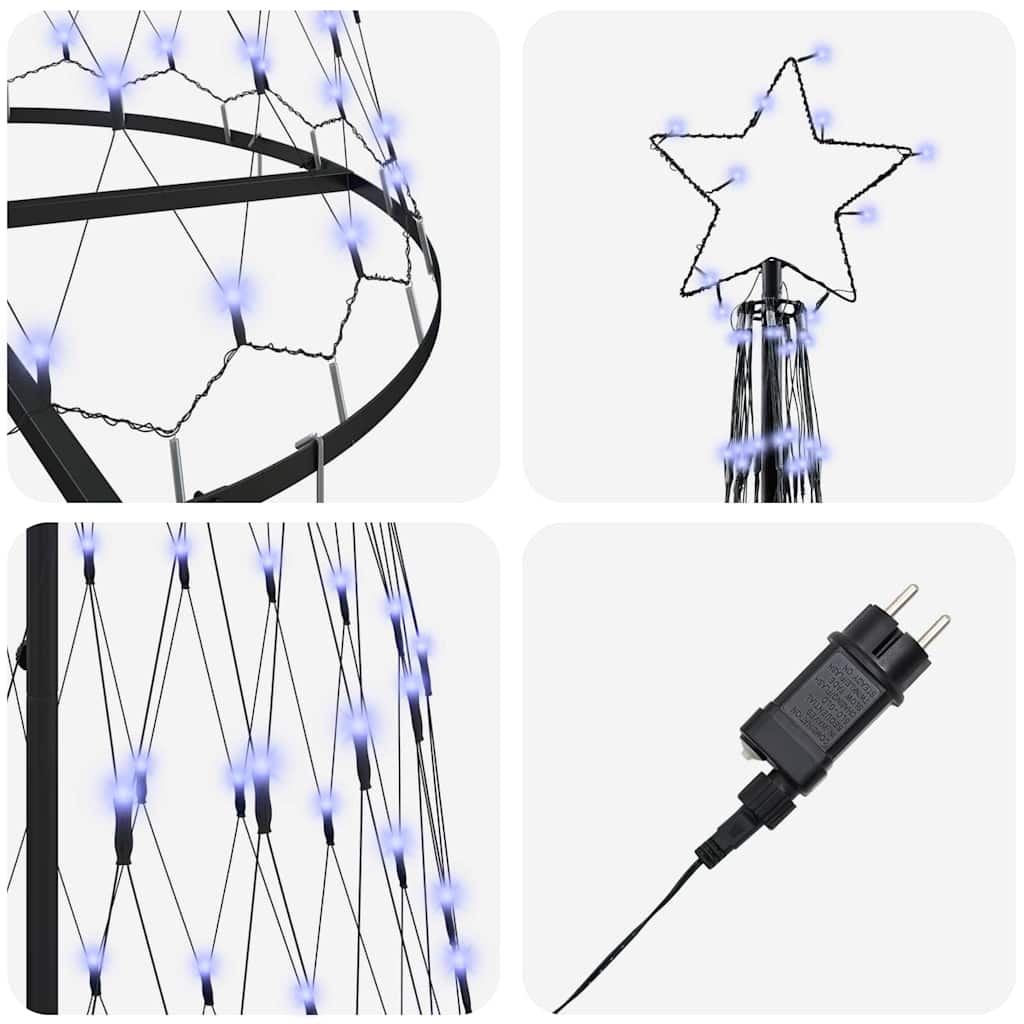 LED juletræ med 355 LED'er med stativ Blå 302,5 cm Metal