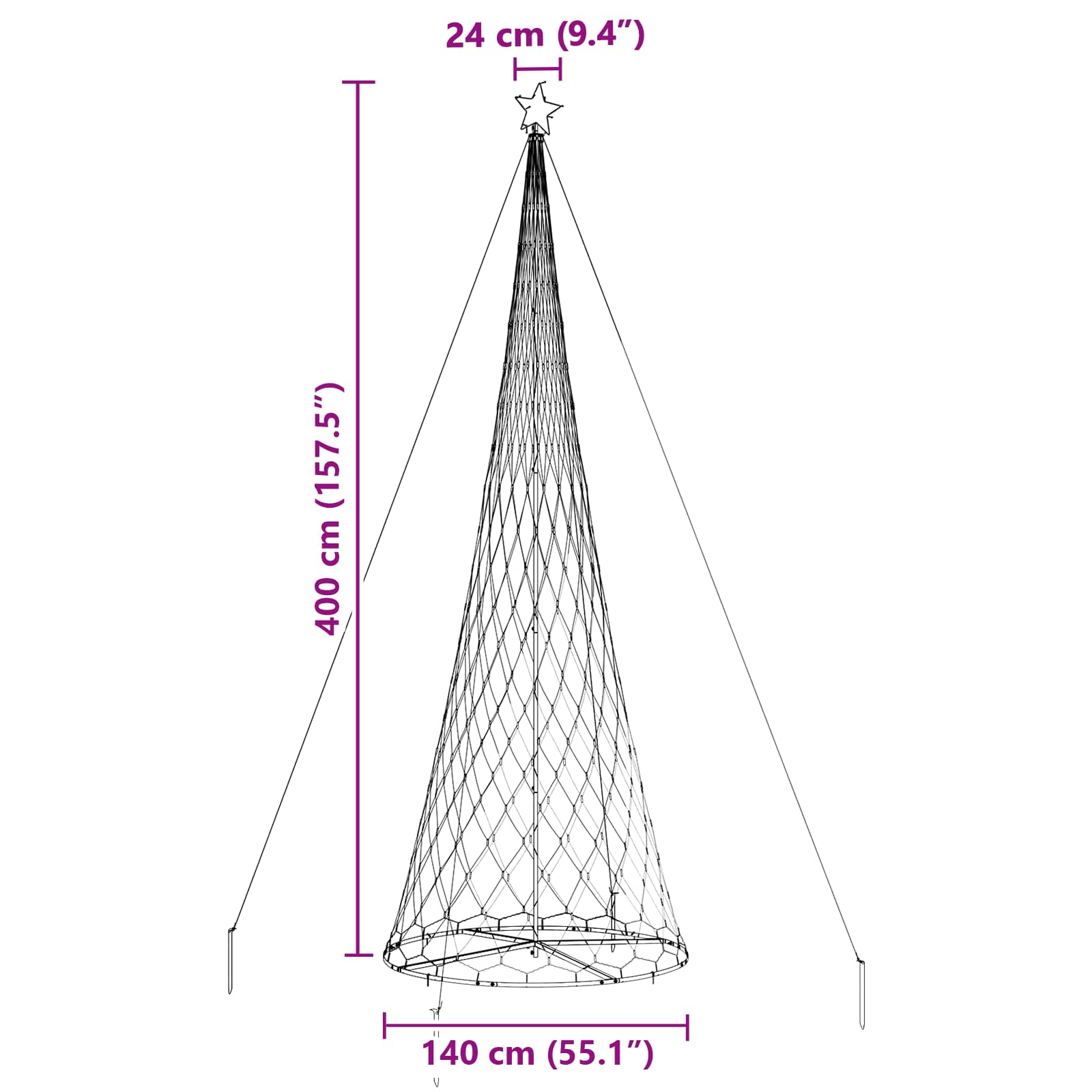 LED juletræ med 455 LED'er med stativ Flerfarvet 399 cm Metal