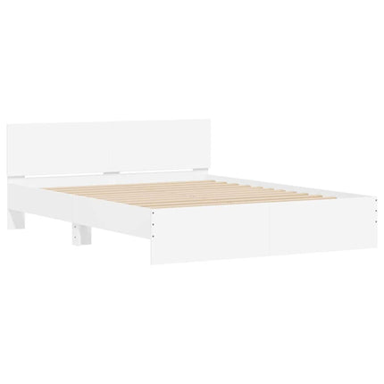 Sengestel med hovedgærde Hvid 152 x 203 cm Konstrueret træ