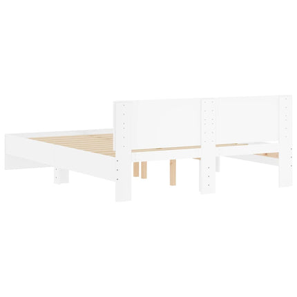 Sengestel med hovedgærde Hvid 152 x 203 cm Konstrueret træ