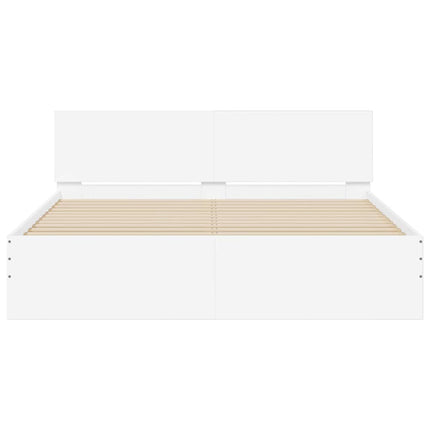 Sengestel med hovedgærde Hvid 152 x 203 cm Konstrueret træ