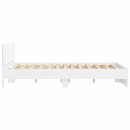 Sengestel med hovedgærde Hvid 152 x 203 cm Konstrueret træ