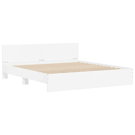 Sengestel med hovedgærde Hvid 193 x 203 cm Konstrueret træ