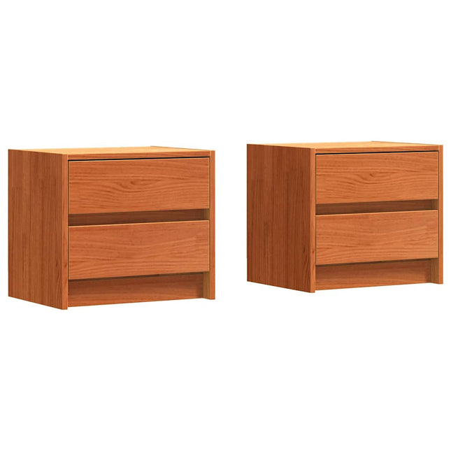 Sengeborde 2 stk. Voks brun 40 x 30.5 x 35.5 cm Fyrretræ