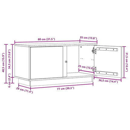 TV-skab Voks brun 80 x 35 x 40,5 cm Massiv fyrretræ