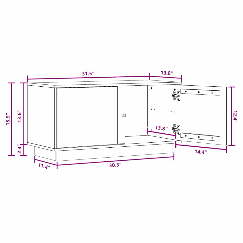 TV-skab Voks brun 80 x 35 x 40,5 cm Massiv fyrretræ