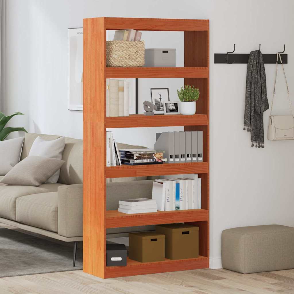 vidaXL Bogskab Voks brun 80 x 30 x 167,5 cm Massiv fyrretræ
