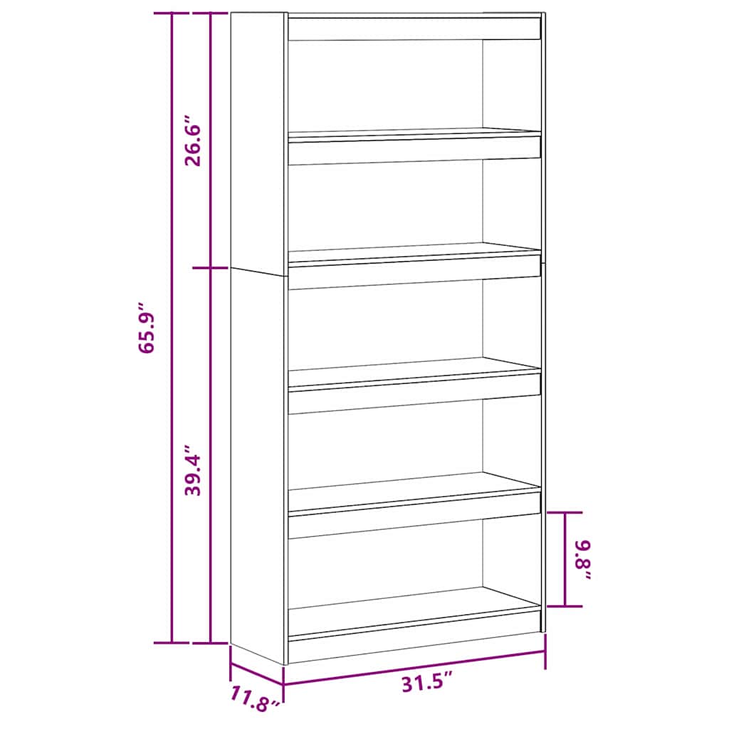 Bogskab Voks brun 80 x 30 x 167,5 cm Massiv fyrretræ