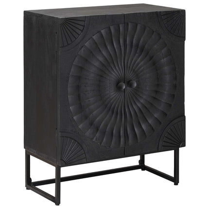 Sideboard Sort 55 x 30 x 70 cm Massivt Mango Træ og Ingeniørtræ