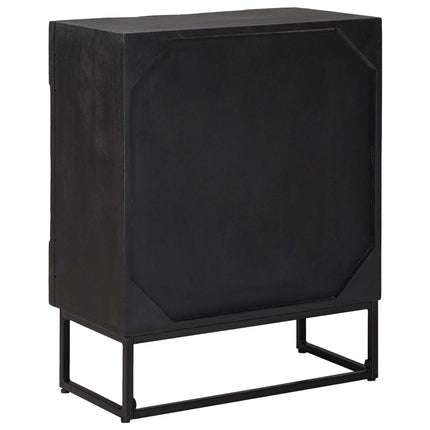 Sideboard Sort 55 x 30 x 70 cm Massivt Mango Træ og Ingeniørtræ