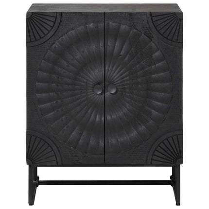 Sideboard Sort 55 x 30 x 70 cm Massivt Mango Træ og Ingeniørtræ