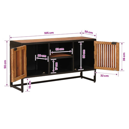 Sideboard 105 x 30 x 55 cm Massivt Mango Træ og Ingeniørtræ