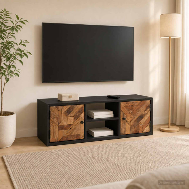 TV-skab med hylde med opbevaring med dør 105 x 30 x 35 cm