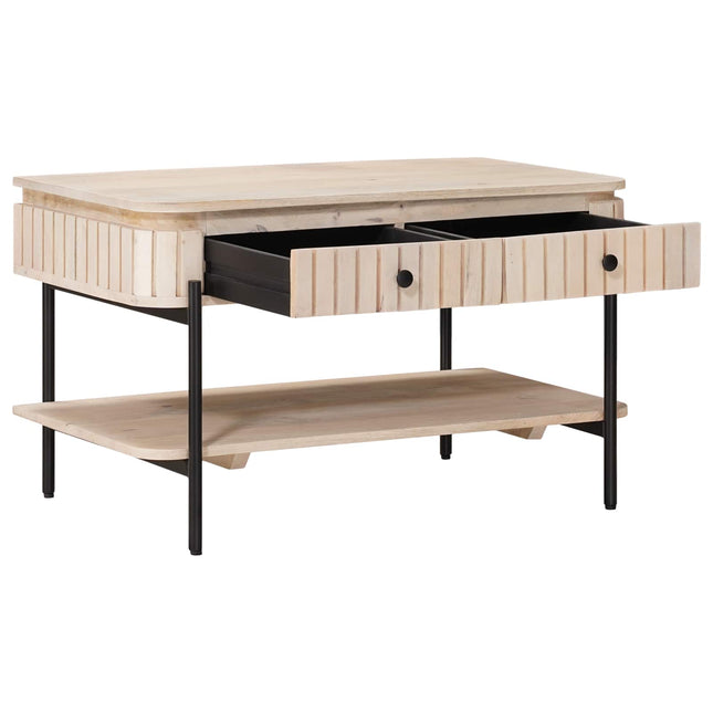 Håndlavet Cafebord Hvid 85 x 45 x 50 cm Massivt mangotræ
