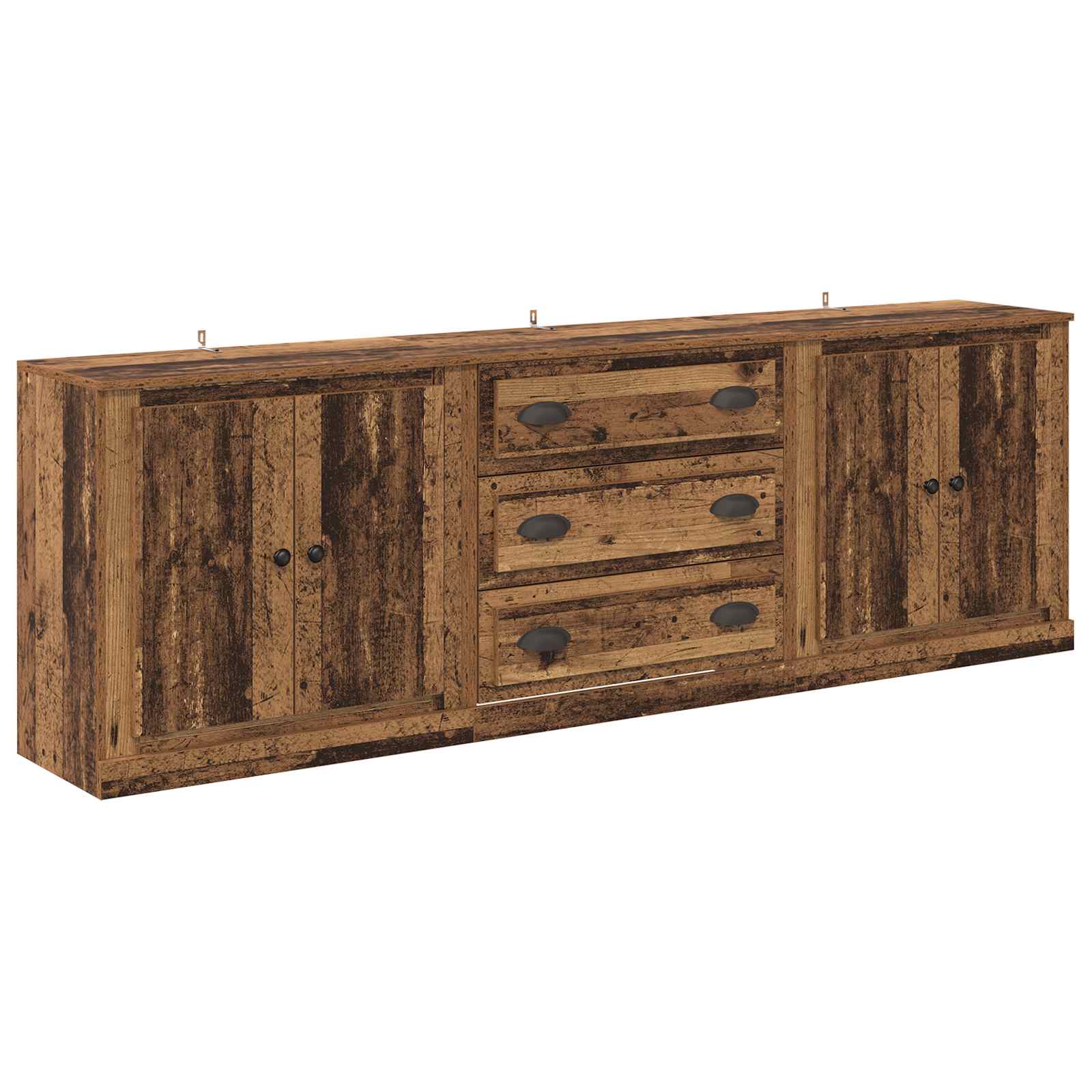 Sideboards med skuffe 3 pcs Gammelt træ 210 x 35,5 x 67,5 cm