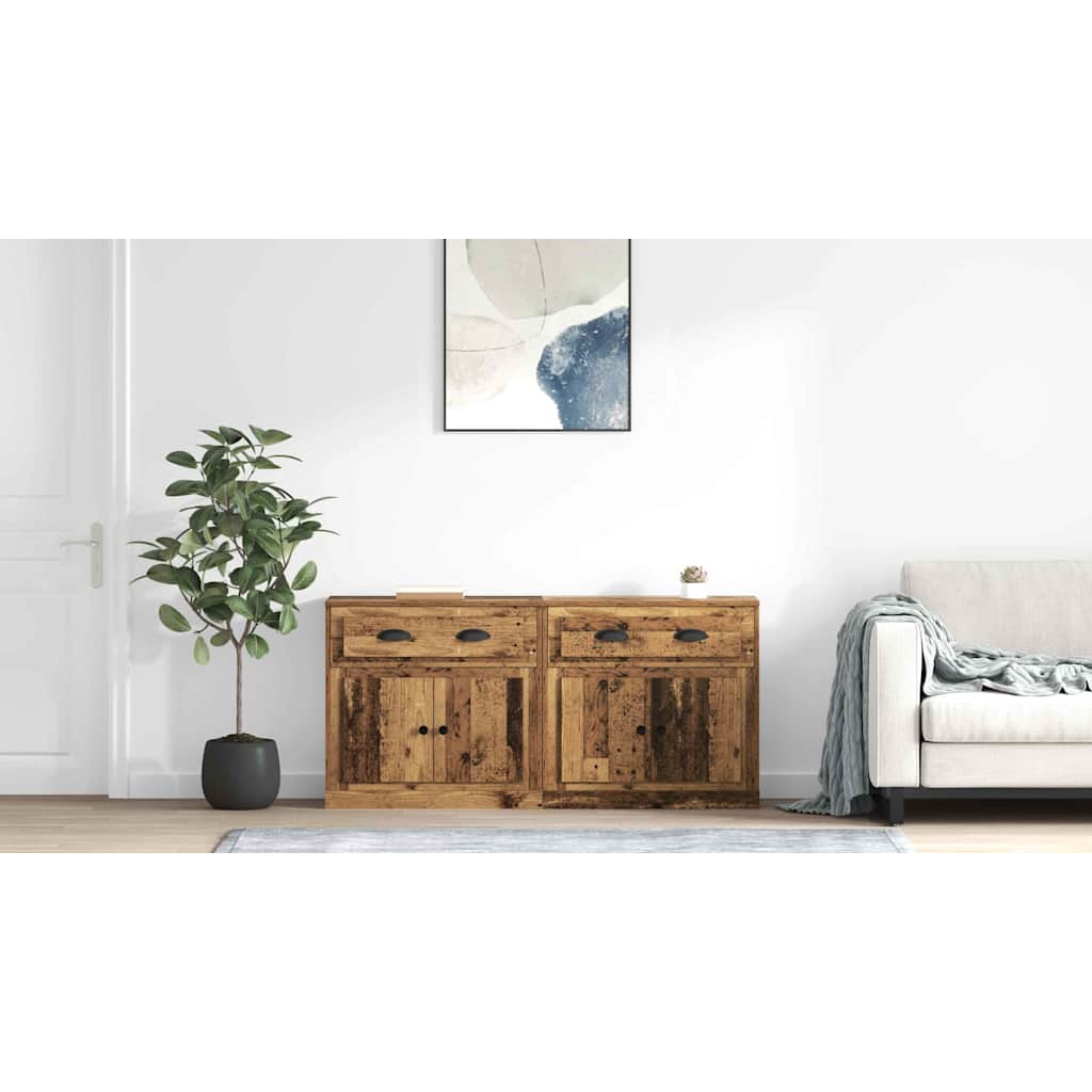 Sideboards med skuffe 2 pcs Gammelt træ 70 x 35,5 x 67,5 cm