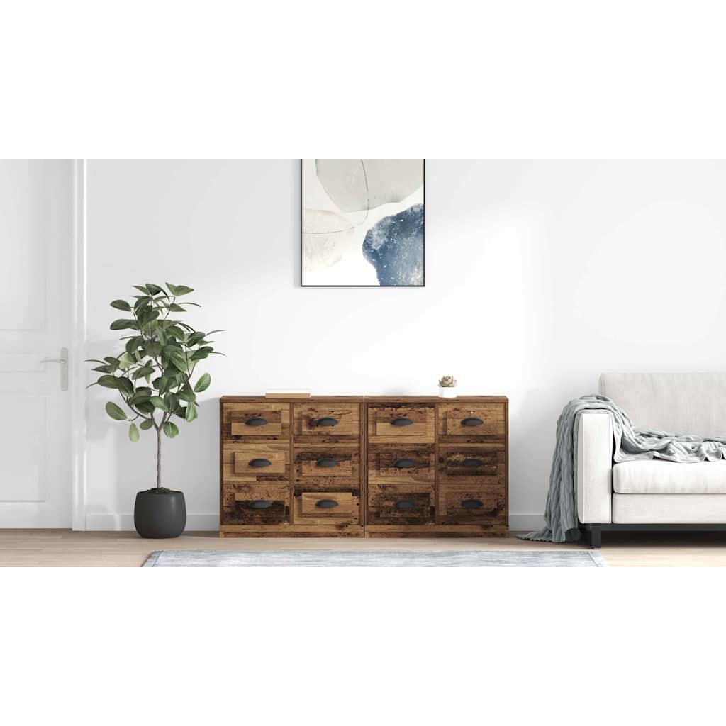 Sideboards med skuffe 2 pcs Gammelt træ 70 x 35,5 x 67,5 cm