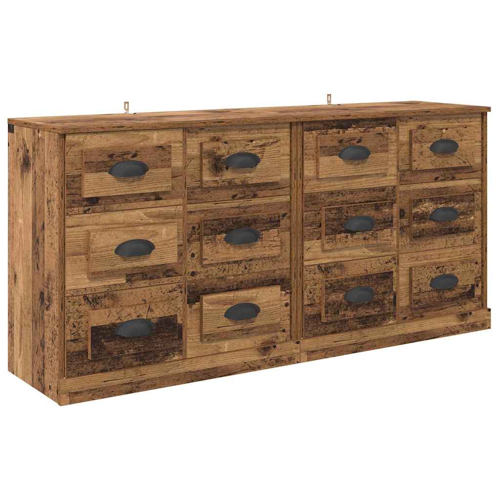Sideboards med skuffe 2 pcs Gammelt træ 70 x 35,5 x 67,5 cm