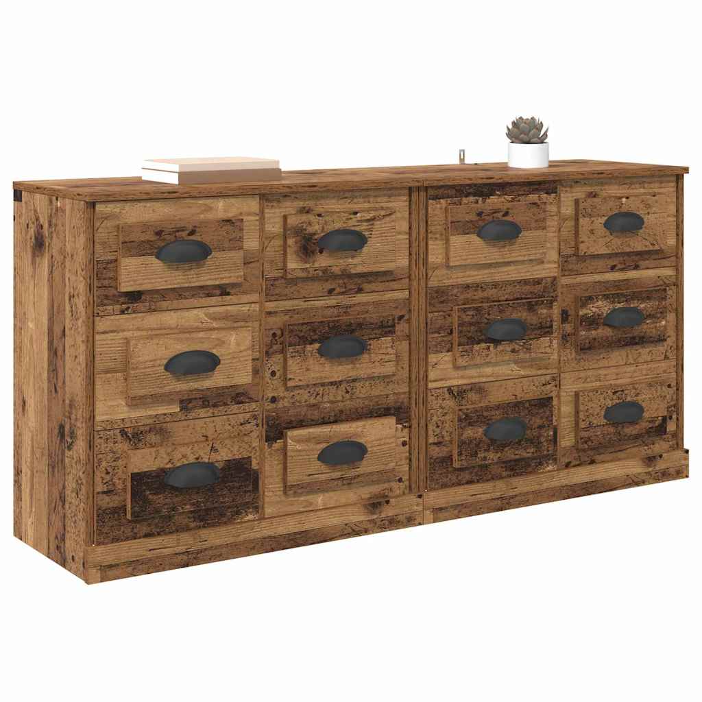 Sideboards med skuffe 2 pcs Gammelt træ 70 x 35,5 x 67,5 cm