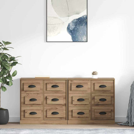 Sideboards 2 pcs Artisan Egetræ 70 x 35,5 x 67,5 cm