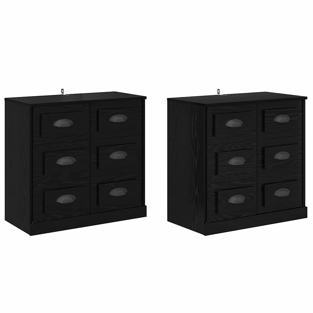 Sideboards 2 pcs Sort eg 70 x 35,5 x 67,5 cm Konstrueret træ