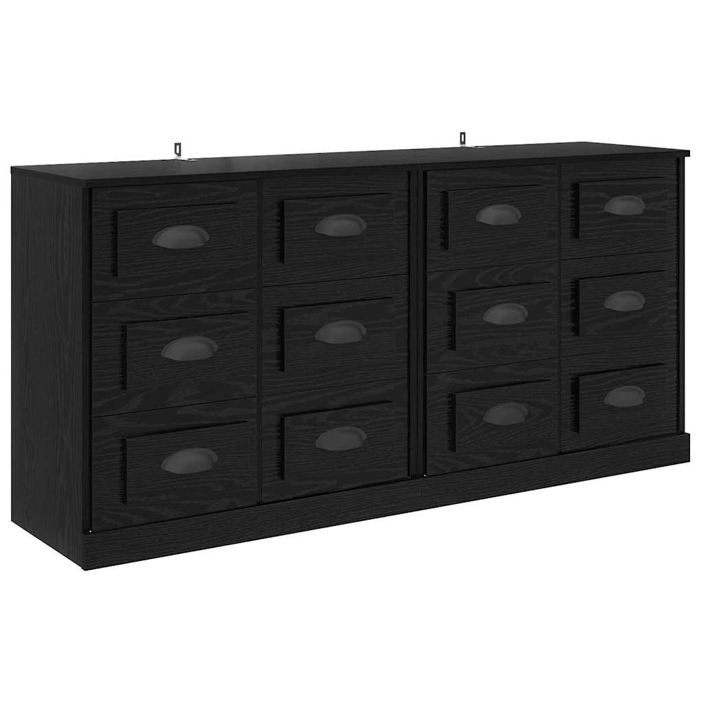 Sideboards 2 pcs Sort eg 70 x 35,5 x 67,5 cm Konstrueret træ