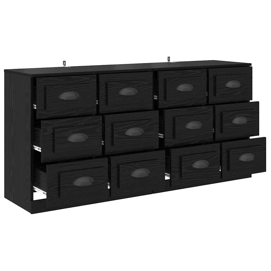 Sideboards 2 pcs Sort eg 70 x 35,5 x 67,5 cm Konstrueret træ