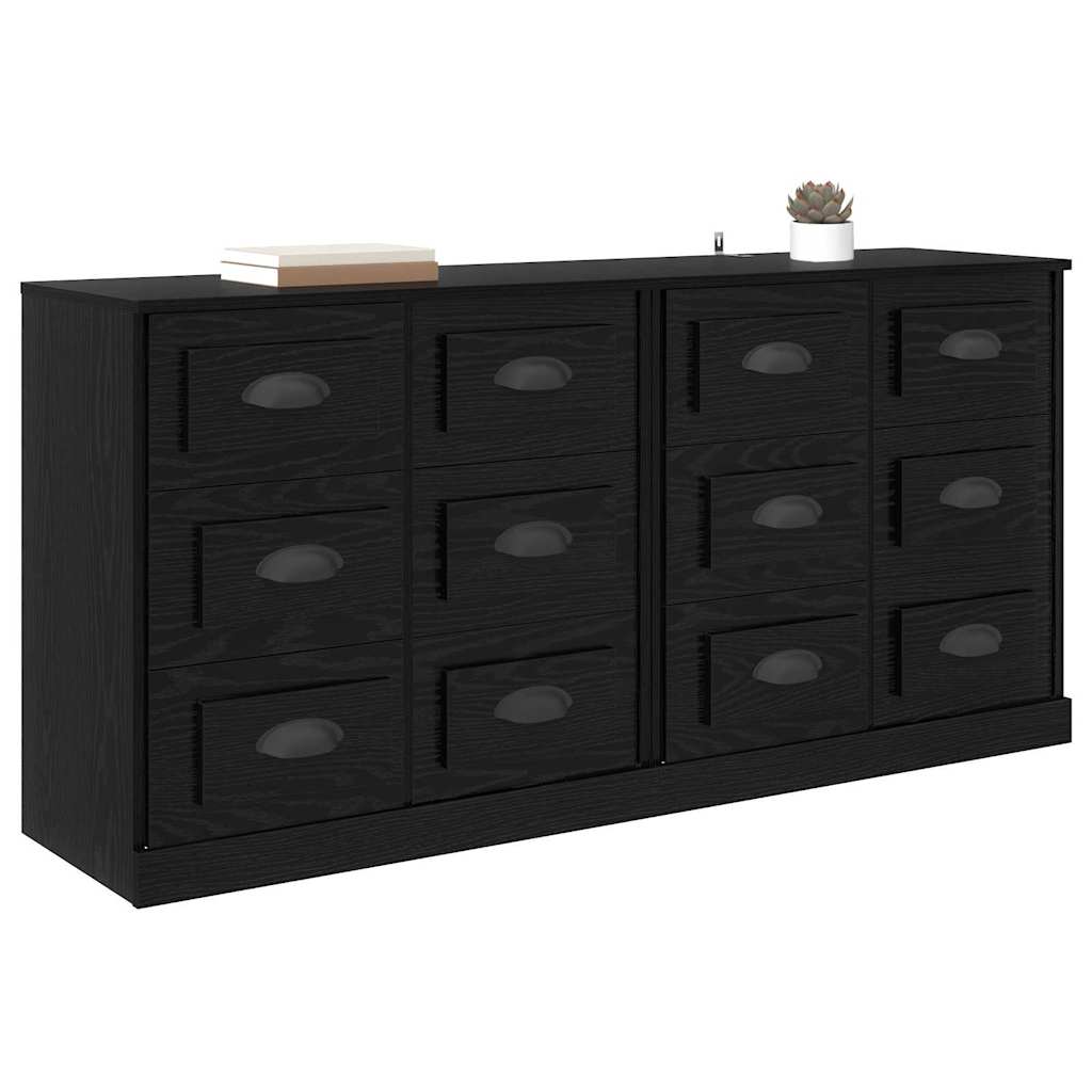 Sideboards 2 pcs Sort eg 70 x 35,5 x 67,5 cm Konstrueret træ