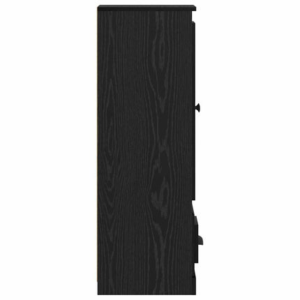 Highboard med skuffe 3 pcs Sort eg Konstrueret træ