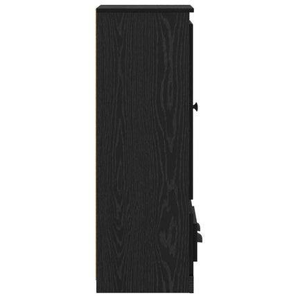 Highboard med skuffe 3 pcs Sort eg Konstrueret træ