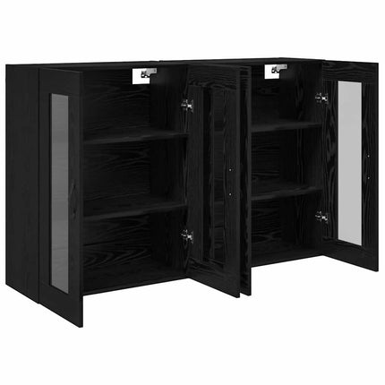 Væggeskabe 2 pcs Sort eg 69,5 x 34 x 90 cm Konstrueret træ