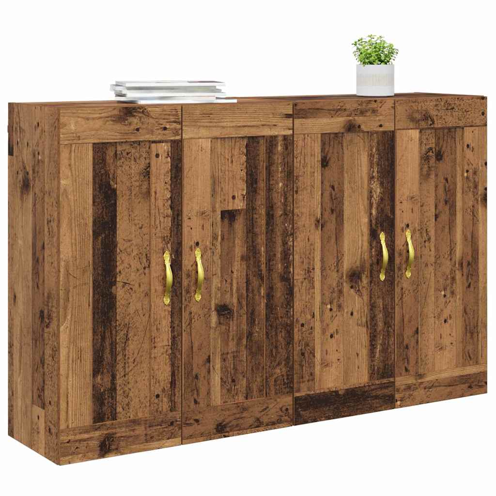 Væghængt skab Vægmonteret 2 pcs Gammelt træ 69,5 x 34 x 90 cm