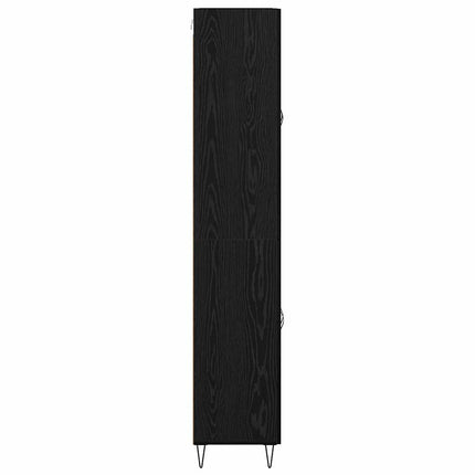 Highboard Hvid og Sort Eg 69,5 x 34 x 180 cm Konstrueret træ