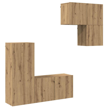 TV-skab 4 pcs Artisan Egetræ Konstrueret træ