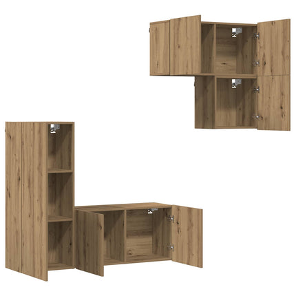 TV-skab 4 pcs Artisan Egetræ Konstrueret træ
