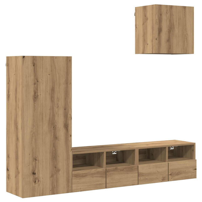 TV Vægmonteringer 4 pcs Artisan Egetræ Konstrueret træ