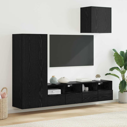 TV Vægmonteringer 4 pcs Sort eg Konstrueret træ