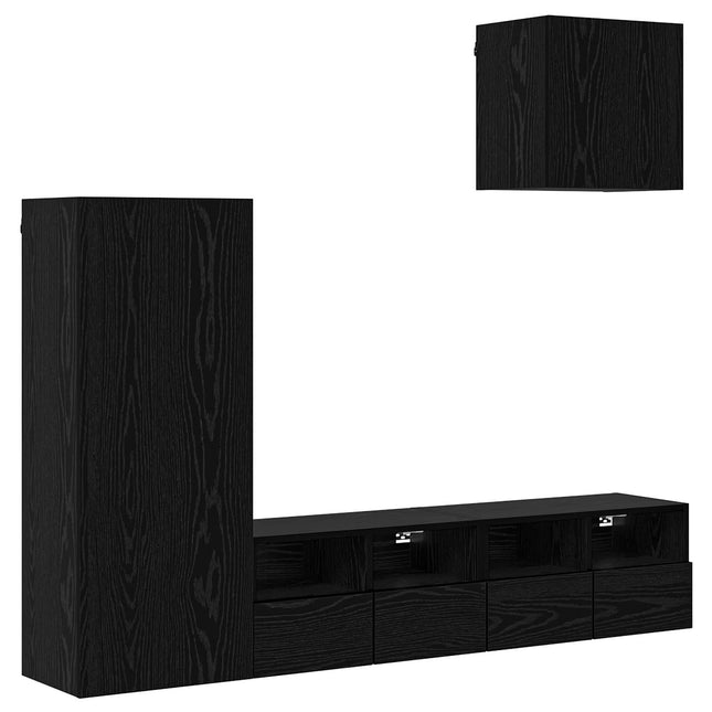 TV Vægmonteringer 4 pcs Sort eg Konstrueret træ